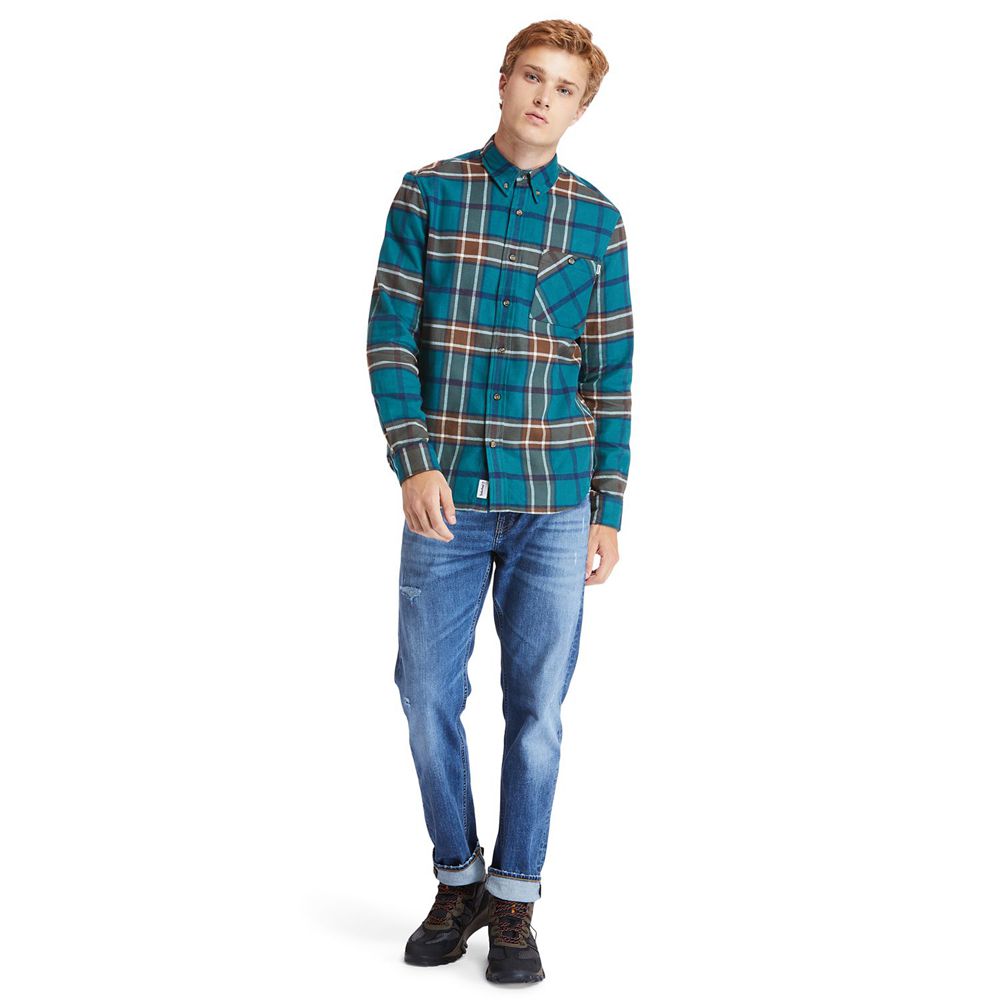 Timberland Mens Shirts Back River Heavy Flannel Check - Blue - India VS8251396